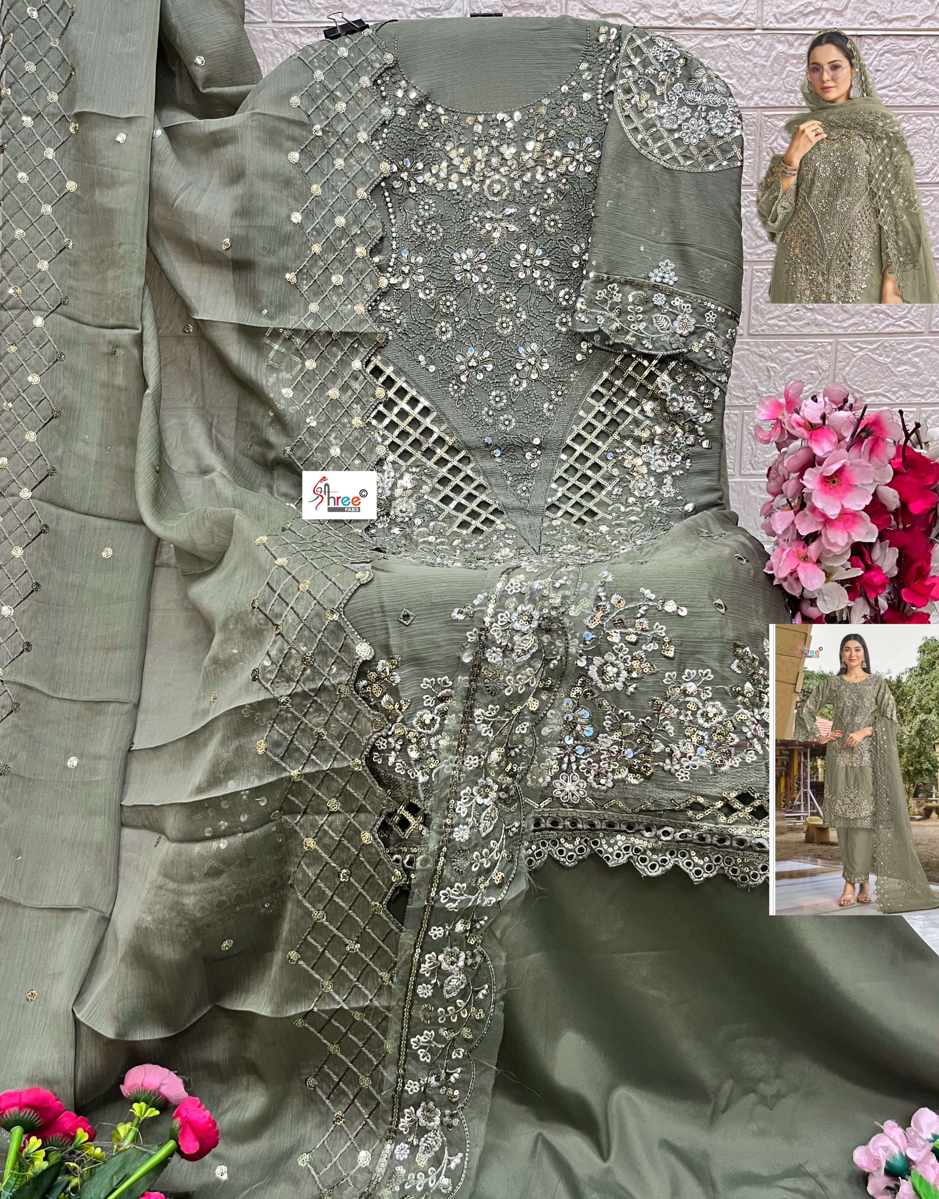 SHREE FABS SF 5619 COLOR CHIFFON EMBROIDERY PATTERN SUIT LADIES WHOLESALER GUJARAT